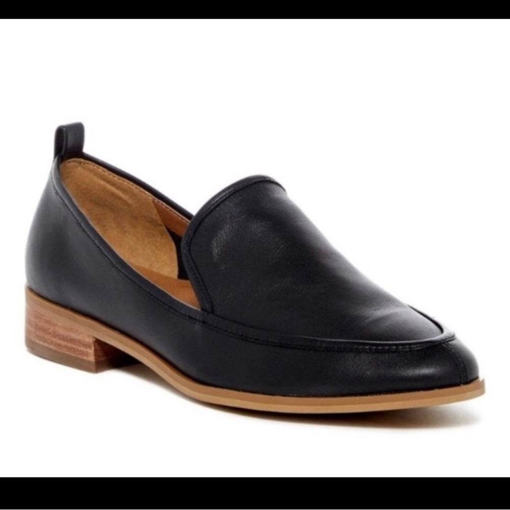 Susina Black Leather Slip-On Loafers